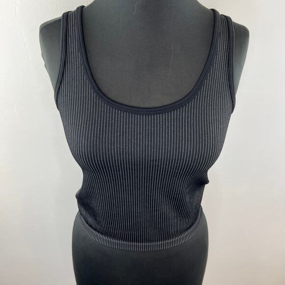 Offline Dark Gray Stripe Scoop Neck Sleeveless Pullover Knit Tank Top Size L - Picture 6 of 9